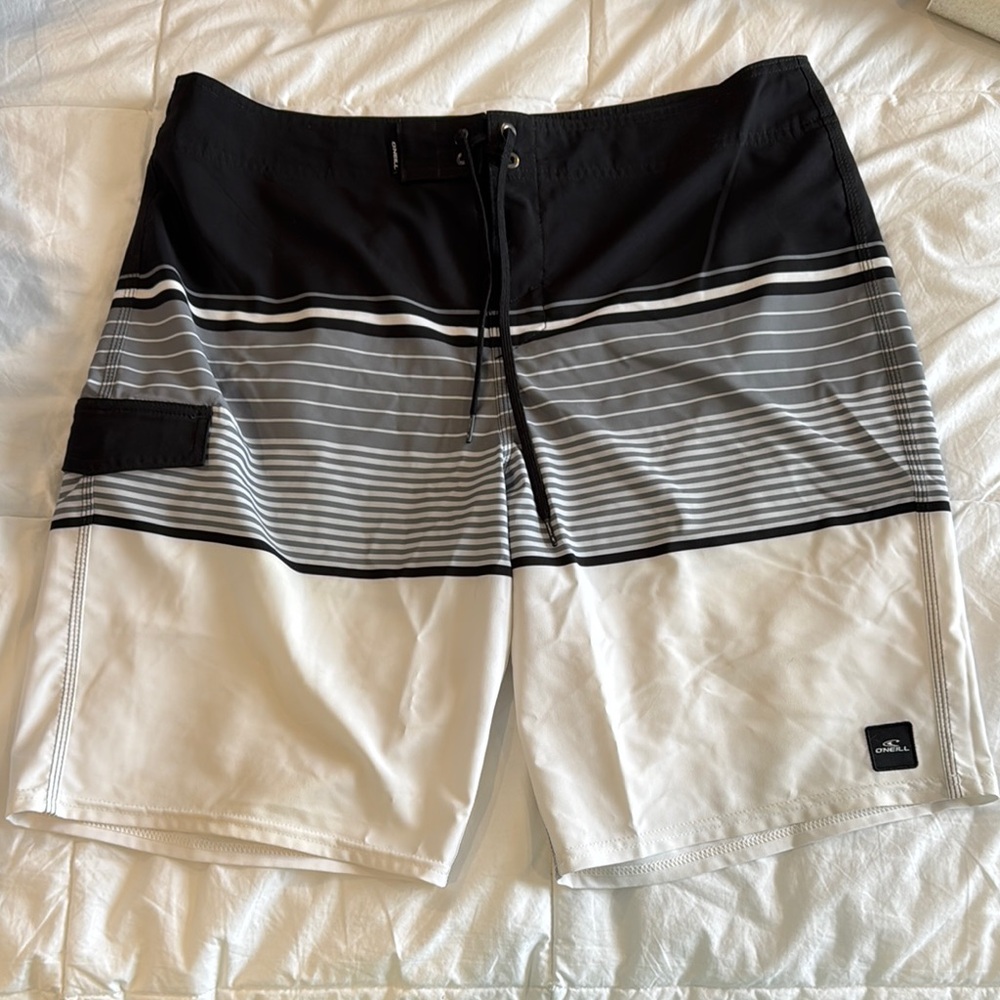 Men's Black and White Swim Shorts